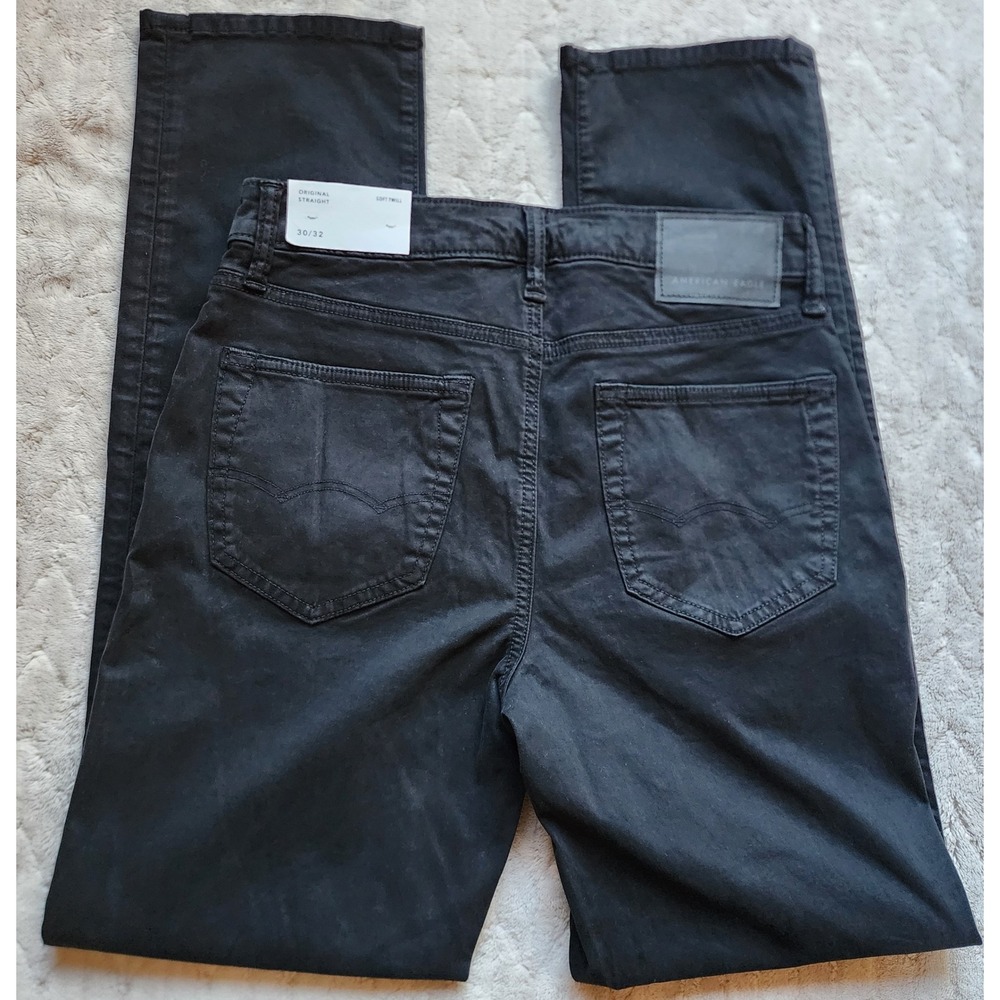 American Eagle Mens Original Straight Soft Twill Flex Pants Black 30x32 NWT